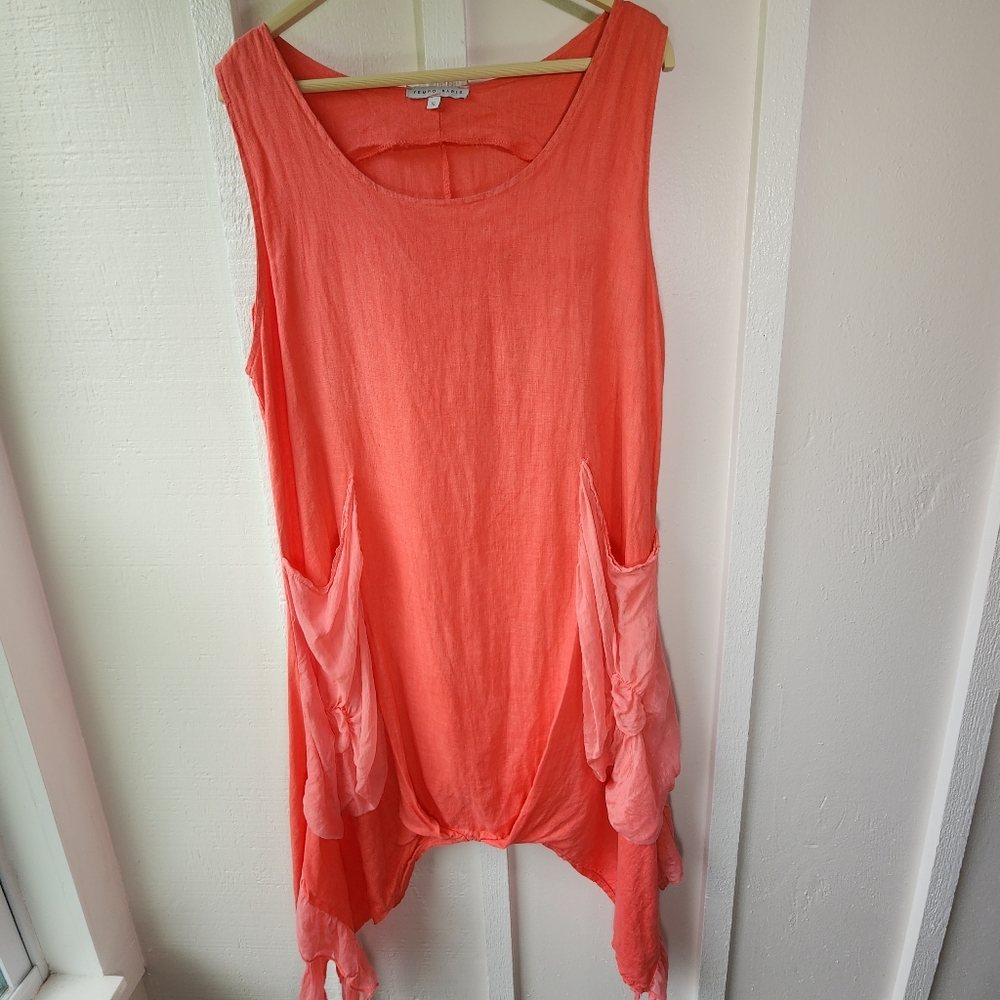 Tempo Paris Linen Dress 100% Linen Made in Italy Size XL